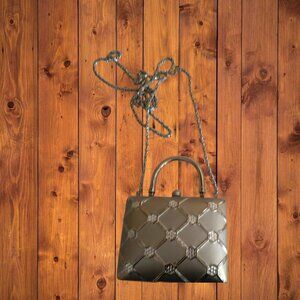 Daniella Vintage Hard Case Silver Mini Crossbody Clutch Evening  Formal Glam